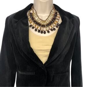 Vintage 90s Y2k Statement Collar Gold Black Drop Beaded Necklace 4 layer